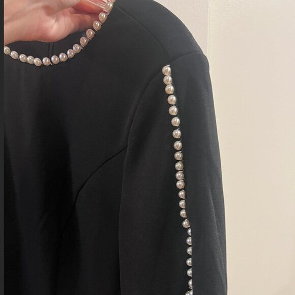 Adrianna Papell Pearl Trim Crepe Midi Dress (Size 8) - Picture 10 of 12